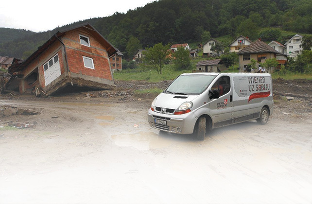 Verwüstungen durch Hochwasser in Krupanj, Serbien (Foto, © Bulstrad Wiener Städtische Osiguranje)